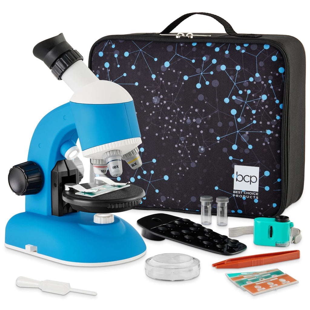 30-Piece STEM Kids Microscope Science Kit w/ 100x 600x 1200x Zoom Case