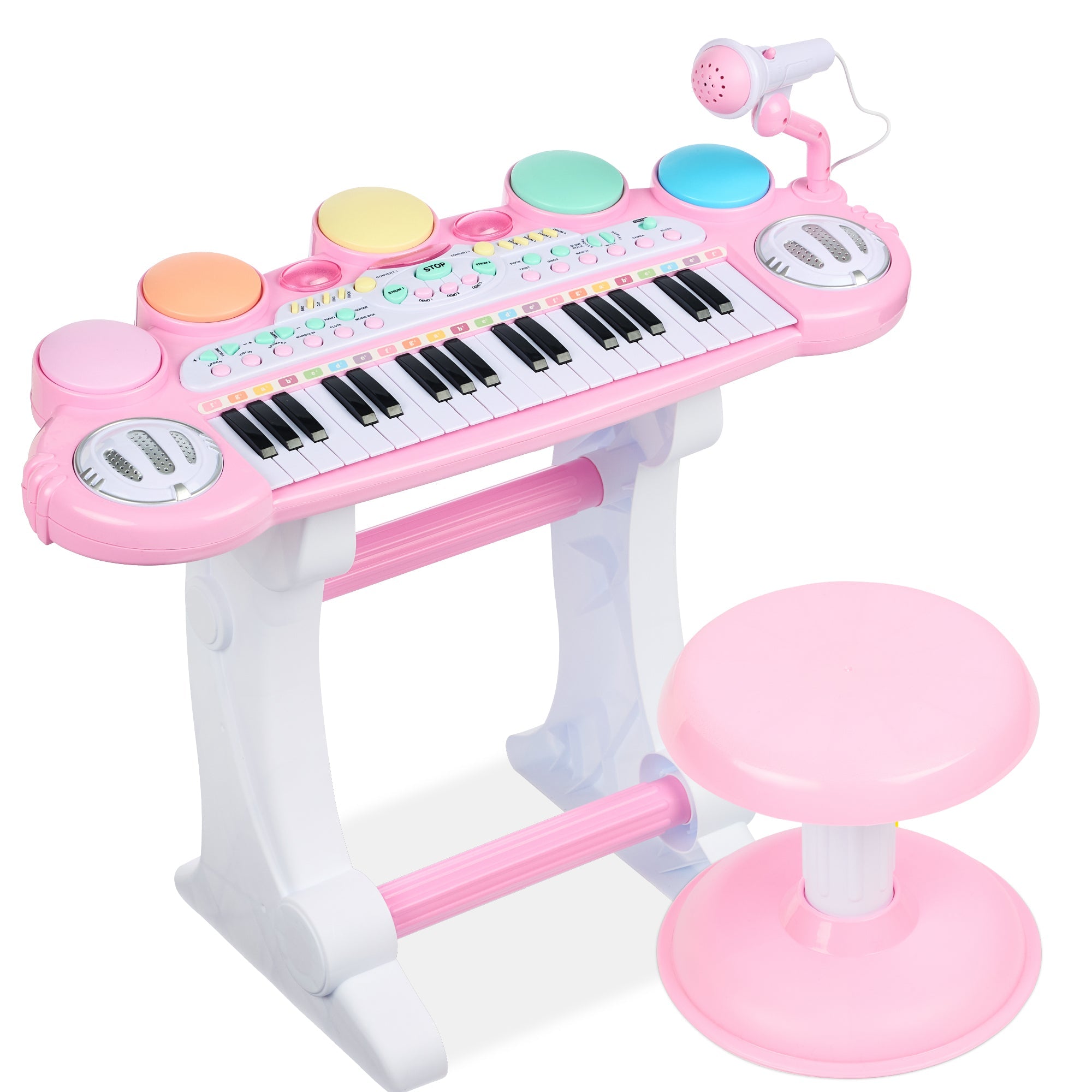 37-Key Kids Electric Keyboard w/ Microphone Stool