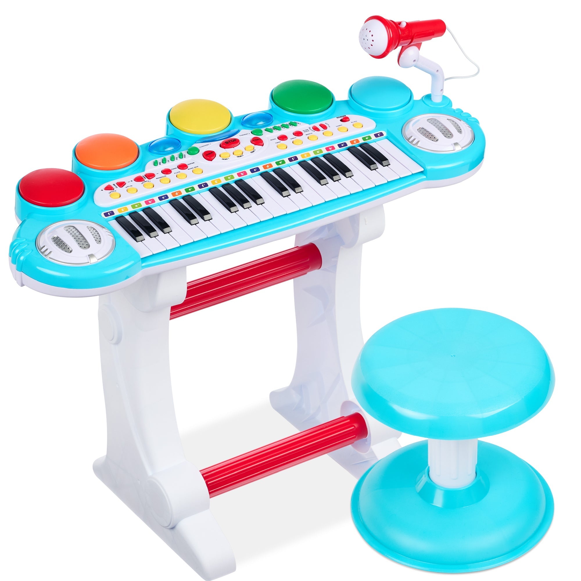 37-Key Kids Electric Keyboard w/ Microphone Stool