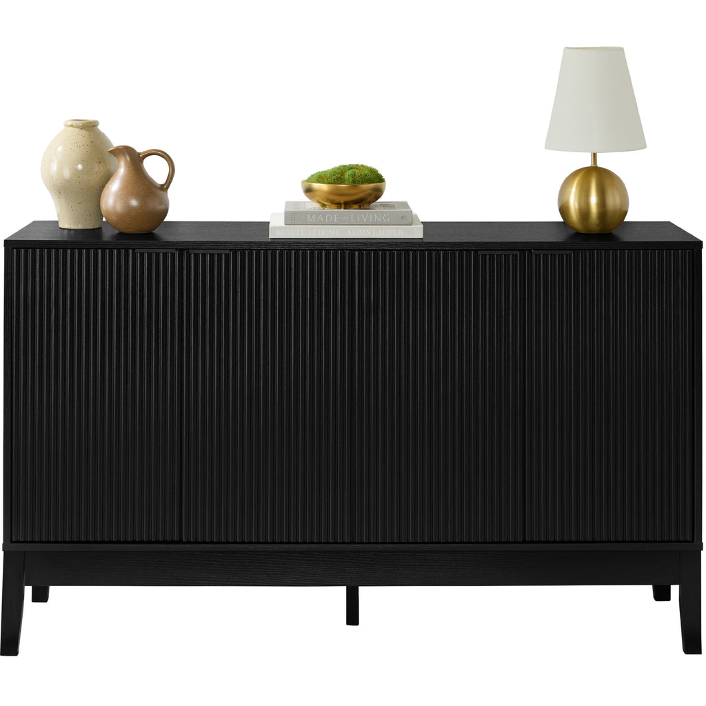 4-Door Reeded Storage Cabinet Accent Furniture Sideboard