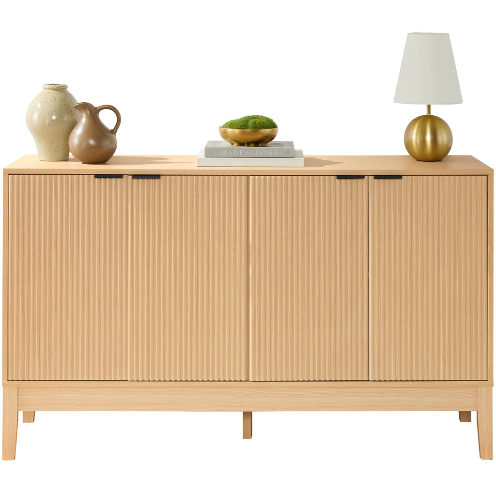 4-Door Reeded Storage Cabinet Accent Furniture Sideboard
